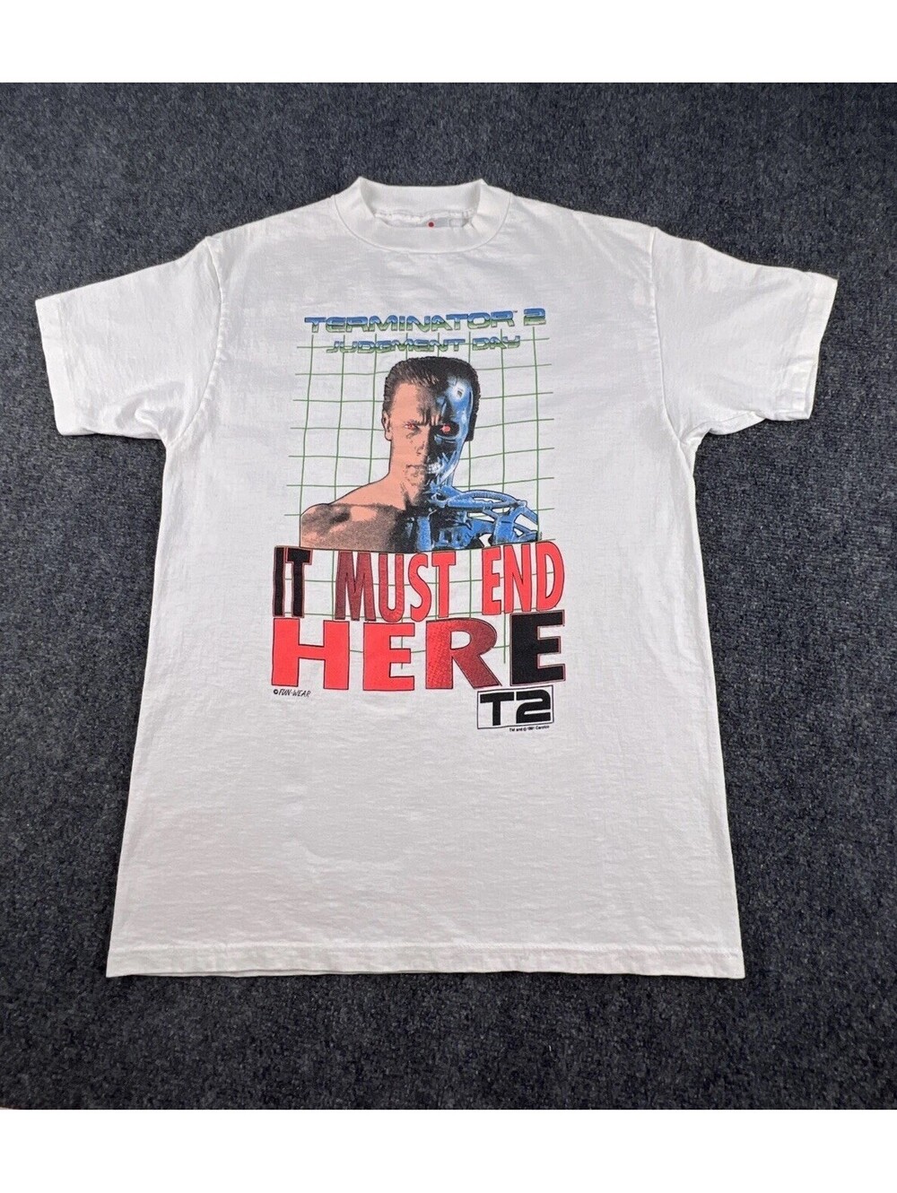 Vintage 1991‎ Terminator 2 T-Shirt M Miller USA Single Stitch White EUC
